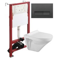 Комплект унитаза с инсталляцией Agger ATI06100+APB244 с сиденьем Микролифт и Черной матовой клавишей смыва — фото 1, Комплекты унитаз + инсталляция