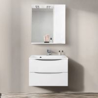Зеркало со шкафом BelBagno MARINO-SPC-800/750-1A-BL-P-R 80 с подсветкой Bianco Lucido — фото 2, Зеркальные шкафы в ванную