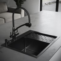 Кухонная мойка Ростовская Мануфактура Сантехники 63 MRK-6350BL-L Темный графит — фото 2, Кухонные мойки