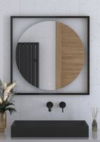 Зеркало Defesto Eclipce 80х80 DF 2223S с подсветкой 18W-4500К/в багетной раме/Сенсорный выключатель/Нейтральный белый свет/Черная рама — фото 3, Мебель для ванной