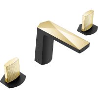 Смеситель для раковины Boheme Venturo 150-BG-TOUCH Черный матовый Золото — фото 1, Смесители