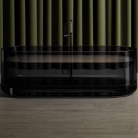 Ванна из полиэфирной смолы Abber Kristall 170х75 AT9708Onyx Черная без гидромассажа — фото 1, Ванны