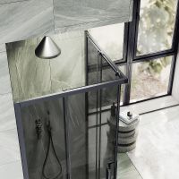 Душевой уголок Maybah Glass MGY-1328-6 900x900x1950 раздвижной профиль Черный стекло графитовое — фото 4, Душевые уголки