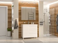 Тумба с раковиной Misty Софт 90 УТ000015031 Белая глянцевая — фото 6, Мебель для ванной