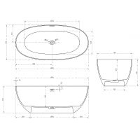 Ванна из искусственного камня Abber Stein 160x75 AS9624-1.6 без гидромассажа — фото 6, Ванны