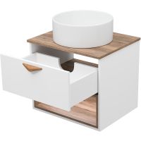 Тумба под раковину Brevita Bergen 60 BER-07060-19-01-1Я подвесная Белая матовая Дуб Галифакс олово — фото 7, Мебель для ванной