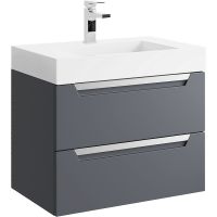 Тумба под раковину Aqwella Cube 70 CUB0107GR подвесная Серая матовая — фото 1, Мебель для ванной