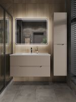 Шкаф пенал Orange Line 35 Li-35PuL подвесной Латте матовый — фото 6, Пеналы для ванной комнаты