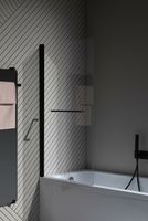 Шторка на ванну Allen Brau Priority 80 3.31022.BBA профиль Черный браш стекло прозрачное — фото 16, Шторки для ванной распашные