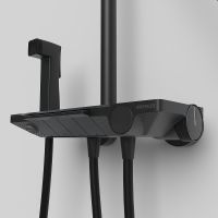 Душевая система Berges Pulsar 075012 с термостатом Черная матовая — фото 7, Душевые стойки