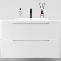 Тумба под раковину Style Line Марелла 90 Люкс Plus СС-00002413 подвесная Белый матовый антискрейтч — фото 1, Мебель для ванной