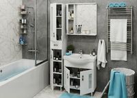 Зеркало со шкафом Onika Кристалл 67.02 206705 с подсветкой Белое — фото 7, Зеркальные шкафы в ванную