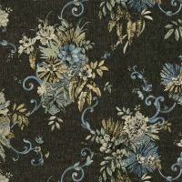 Обои Decori-Decori Amore 82867 Винил на флизелине (1,06*10,05) Голубой/Черный, Цветы — фото 1, Обои для стен