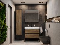 Зеркальный шкаф STWORKI Кронборг 90 1A262202KB820 Черный Серый — фото 4, Зеркальные шкафы в ванную