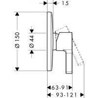 Товар: Смеситель для душа Hansgrohe Metris S 31665000 Хром - фото 2 Смеситель для душа Hansgrohe Metris S 31665000 Хром — фото 2, Смеситель для душа