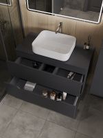 Тумба с раковиной Orange Line 100 Li-100TugMDF+B05-500W подвесная Графит матовый — фото 4, Мебель для ванной