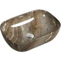 Раковина-чаша SantiLine 45 SL-7023 Темно-коричневый мрамор — фото 1, Раковины накладные