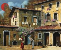 Фреска Ortograf Городской пейзаж живопись 11712 Фактура бархат FX Флизелин (3,3*2,7) Бежевый/Коричневый, Город/Люди/Живопись — фото 2, Фрески