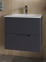 Тумба с раковиной Orange Line 60 Li-60Tug+Ra подвесная Графит матовый — фото 2, Тумбы с раковиной