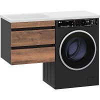 Тумба с раковиной Misty Коломбо 120 L УТ000015589 подвесная Дуб Галифакс Антрацит — фото 1, Мебель для ванной