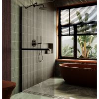 Душевая перегородка Maybah Glass MGD-733-6ш 890x1950 в широком профиле Черный стекло бронзовое — фото 1, Душевые перегородки