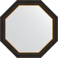 Зеркало Evoform Octagon 74х74 BY 3876 в багетной раме - Черное дерево с золотом 71 мм — фото 1, Мебель для ванной