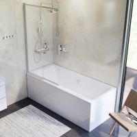 Комплект акриловой ванны AM.PM Inspire V2.0 180x80 WK52EB без гидромассажа с душевой системой со шторкой и аксессуарами — фото 1, Акриловые ванны