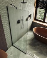 Душевая перегородка Maybah Glass MGD-706-6у 690x1950 в узком профиле Черный стекло сатиновое — фото 3, Душевые перегородки