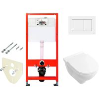 Комплект унитаза Villeroy&Boch O Novo 5660H101 с инсталляцией Tece Base 9400413 с сиденьем Микролифт и Белой клавишей смыва — фото 1, Комплекты унитаз + инсталляция
