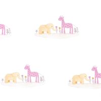 Обои детские Casadeco Rose Nino 85532242 Винил на флизелине (0,53*10,05) Белый/Бежевый/Сиреневый, Животные — фото 1, Обои для стен