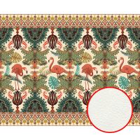 Фреска Ortograf Arabesque 33437 Фактура флок FLK Флизелин (2*1,6) Зеленый/Бежевый/Розовый, Птицы/Орнамент — фото 1, Фрески