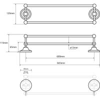 Полотенцедержатель Bemeta Retro Gold and Сhrom 144204238 двойной Золото Хром — фото 2, Полотенцедержатели