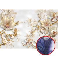 Фреска Ortograf 3D 33078 Фактура бархат серебро FX-S Флизелин (4*2,7) Белый/Золото, Цветы/Абстракция — фото 1, Фрески