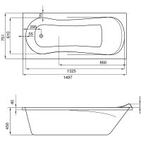 Акриловая ванна Santek Каледония 150x75 1WH302383 без гидромассажа — фото 3, Акриловые ванны