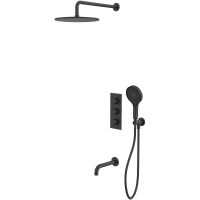 Душевая система Whitecross Y black YSET11TOPBL с термостатом Черная матовая — фото 1, Душевое оборудование. Душевая программа