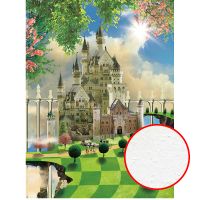 Фреска детская Ortograf Сказочная страна 30780 Фактура бархат FX Флизелин (2*2,7) Бежевый/Голубой/Зеленый, Замки — фото 1, Фрески