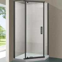 Душевой уголок Vincea Stresa 100х100 VSP-1S100CLGM профиль Вороненая сталь стекло прозрачное — фото 1, Душевые уголки