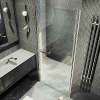 Душевая дверь Maybah Glass MGD-447-5 800x1980 на монопетле Хром матовый стекло прозрачное — фото 3, Душевые двери в нишу