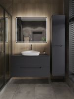 Товар: Тумба с раковиной Orange Line 100 Li-100TugMDF+B07-500W подвесная Графит матовый - фото 5 Тумба с раковиной Orange Line 100 Li-100TugMDF+B07-500W подвесная Графит матовый — фото 5, Тумбы с раковиной