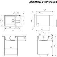 Кухонная мойка Ulgran Quartz Prima 760-01 Жасмин — фото 3, Кухонные мойки