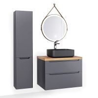 Товар: Тумба под раковину Jorno Wood 80 wood.01.80/P/GR подвесная Серая - фото 6 Тумба под раковину Jorno Wood 80 wood.01.80/P/GR подвесная Серая — фото 6, Мебель для ванной