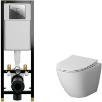 Комплект унитаза Niagara Vista NG-9301 с инсталляцией Cersanit Black 35 S-IN-BLACK-Cg-w с сиденьем Микролифт и клавишей смыва Хром — фото 1, Комплекты унитаз + инсталляция