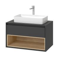 Тумба под раковину Excellent Tuto 80 MLEX.0102.800.GRBL подвесная Серый Дуб — фото 2, Мебель для ванной