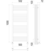 Водяной полотенцесушитель Terminus Аврора П20 500х1000 4670078529381 Хром, нижнее подключение, G 1/2" ВР, с угловым соединением — фото 4, Водяные полотенцесушители