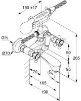 Смеситель для ванны Kludi Adlon 514410520 Хром — фото 4, Смеситель для ванны