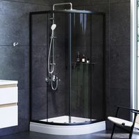 Душевой уголок AM.PM X-Joy Twin Slide 90х90 W88E-205-090BT64 профиль Черный матовый стекло прозрачное — фото 1, Душевые уголки четверть круга