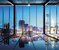 Фреска Ortograf Небоскребы 30349 Фактура флок FLK Флизелин (3,2*2,7) Голубой, Город — фото 2, Фрески