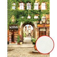 Фреска Ortograf Городской пейзаж 6637 Фактура флок FLK Флизелин (2*2,7) Бежевый/Зеленый, Город/Листья — фото 1, Фрески