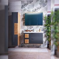 Товар: Зеркальный шкаф Бриклаер Форест 100 4627125414725 с подсветкой Дуб золотой Антрацит - фото 3 Зеркальный шкаф Бриклаер Форест 100 4627125414725 с подсветкой Дуб золотой Антрацит — фото 3, Мебель для ванной