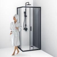 Душевой уголок AM.PM Gem S 90х90 W93G-403-090BT профиль Черный матовый стекло прозрачное — фото 5, Квадратные душевые уголки